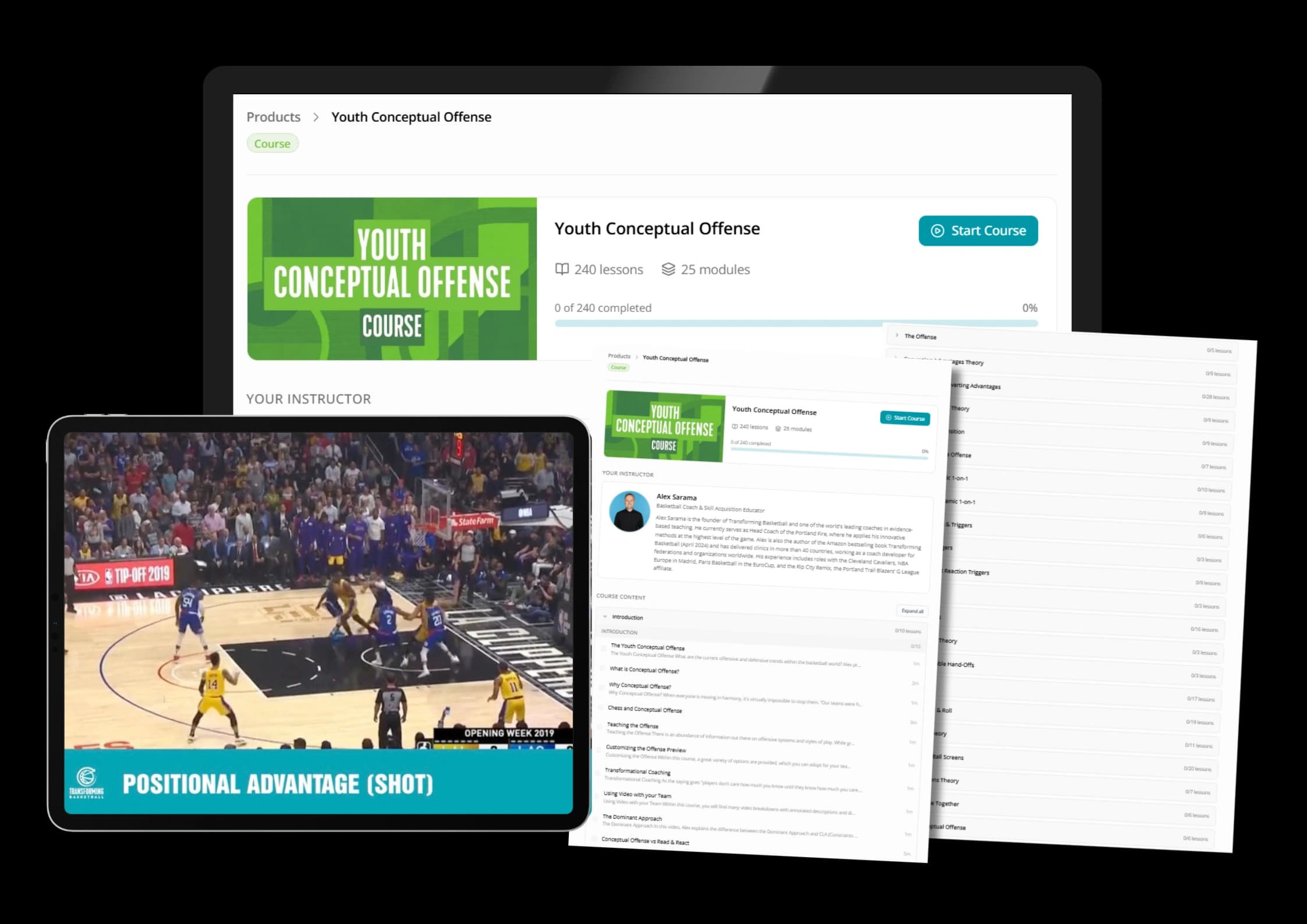 Youth Conceptual Offense course with lesson, game video and workbook previews.